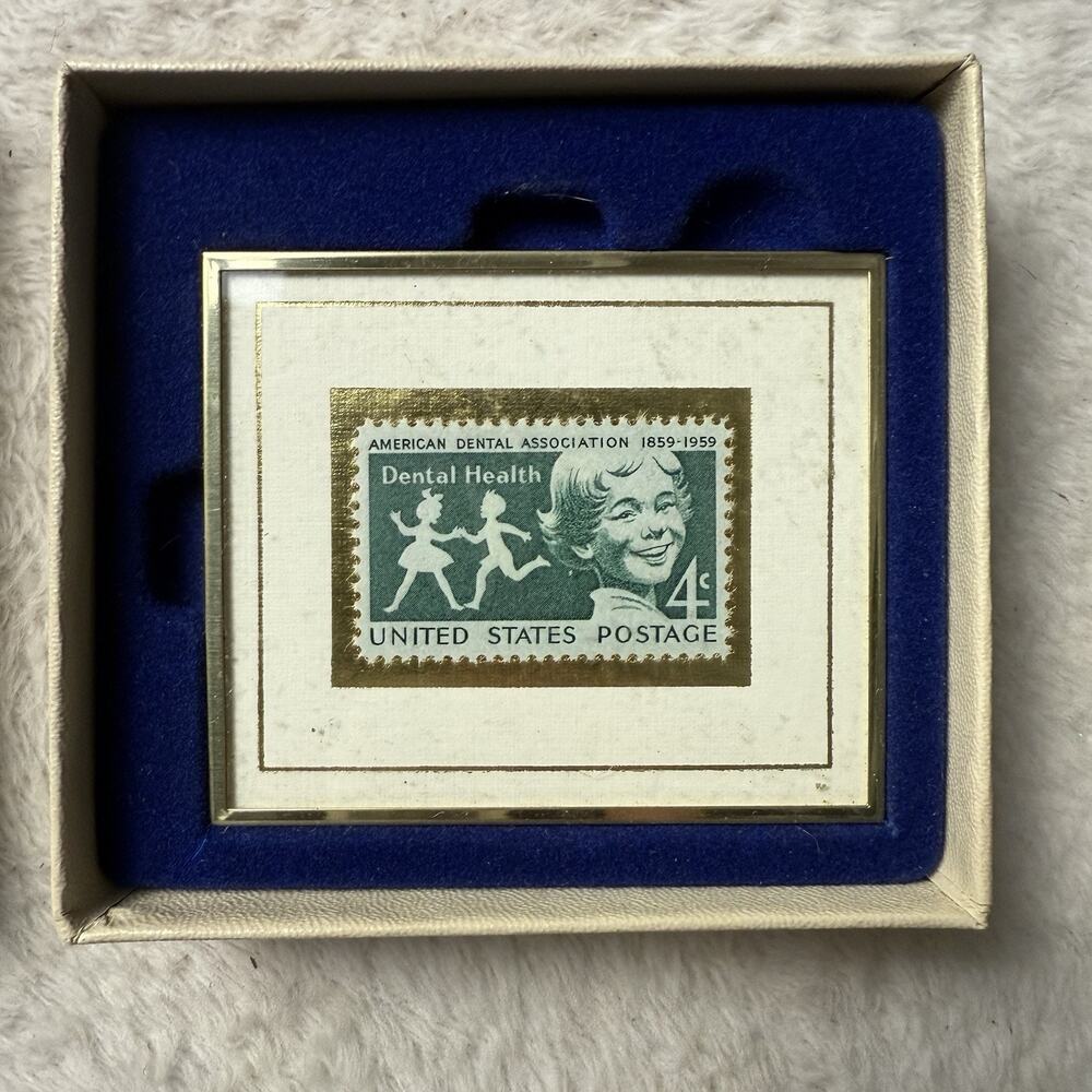 Framed Stamp 1959 Hanford Heirlooms 4 Cents American Dental Health Association